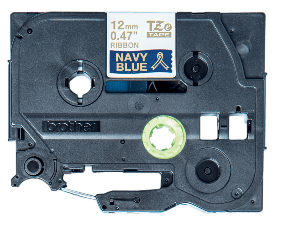 Casetă cu bandă decorativă originală Brother TZe-RN34 – auriu pe albastru naval 12mm lățime 3